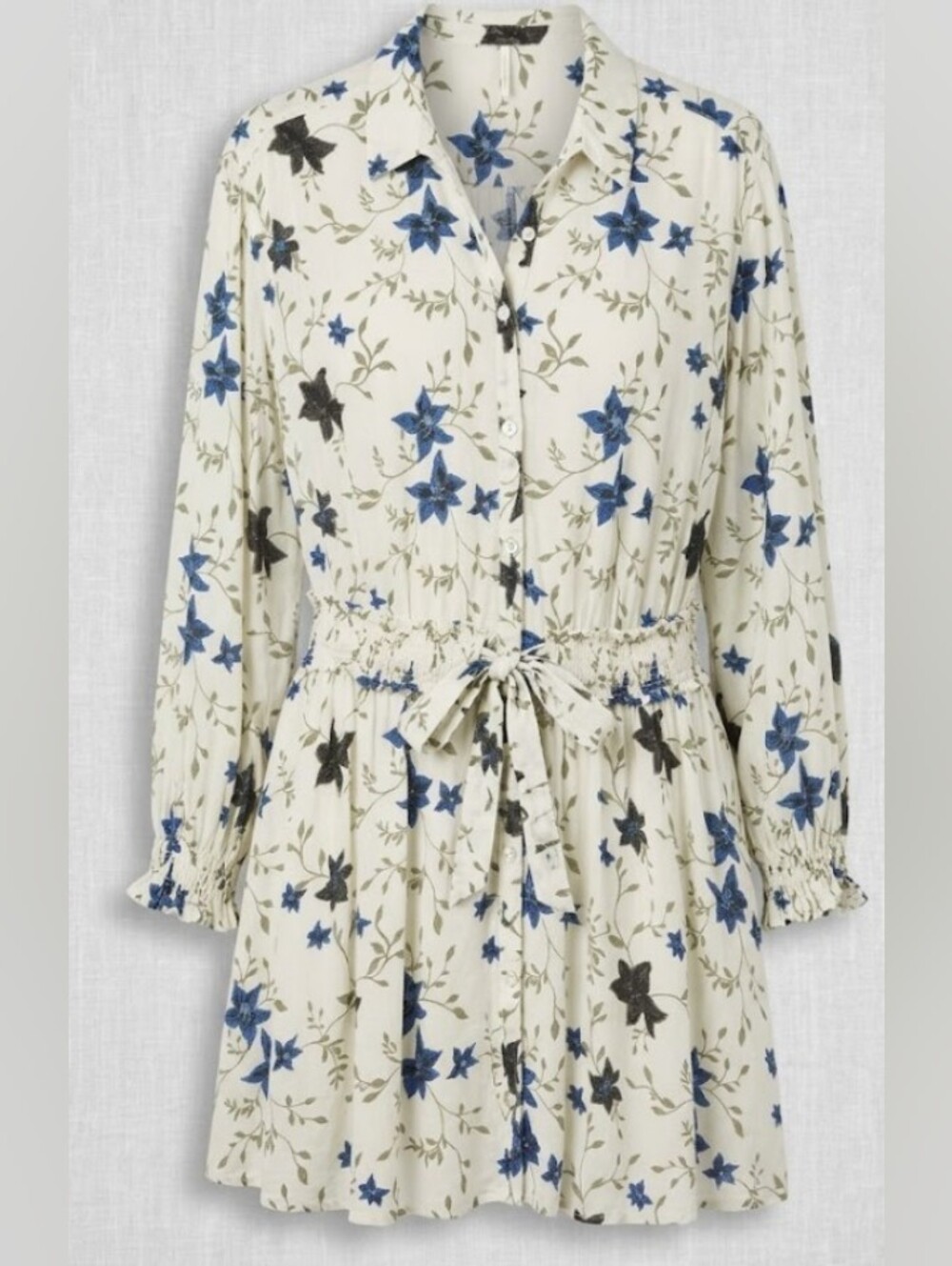 Free People Lighten Up Mini Dress Floral White & Blue (Sz M) Fall Floral